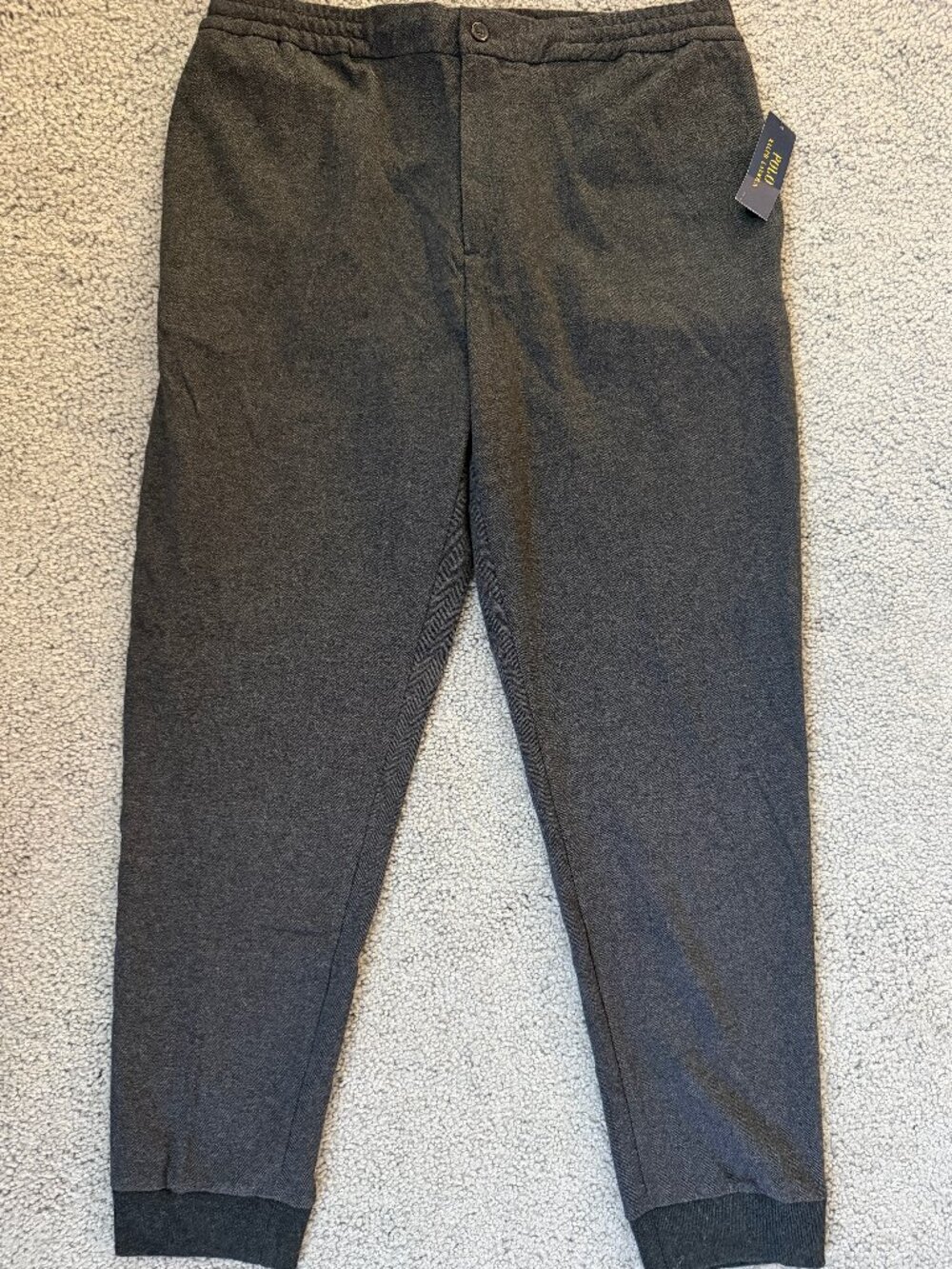 Polo Ralph Lauren Gray Herringbone Double-Knit Joggers Pants Men’s Size L - NWT